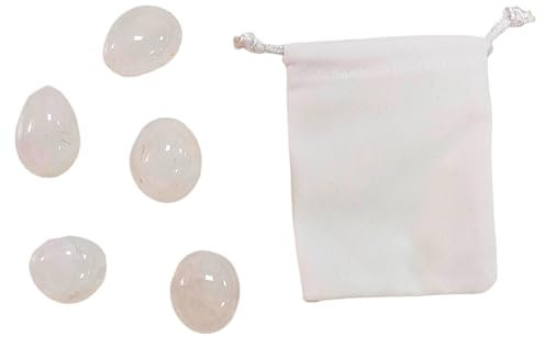 Piedra Natural Cuarzo Blanco - 5 Cristales Pulidos con Propiedades Energéticas, piedra cuarzo banco (Cuarzo Blanco, 5 PCS)