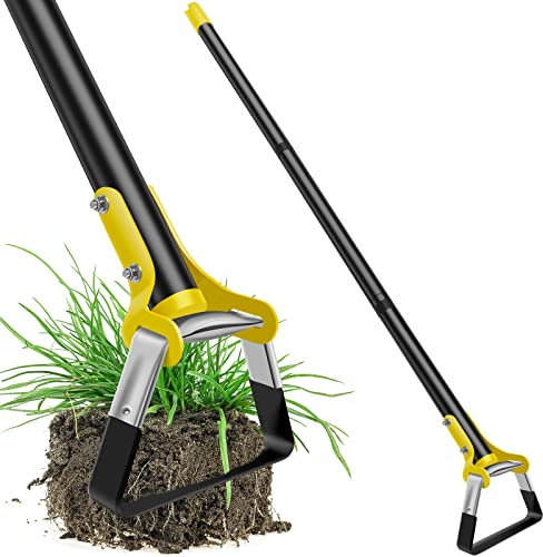 Binette de jardin avec manche - Outil de jardin - Étrier pour planter des légumes - Culture de légumes - Houe creuse en acier trempé - Pour désherber, jardinage, désherbage (1,2 m)