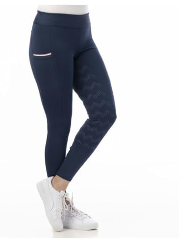 RIDING WORLD - Reitleggings für Mädchen Agadir | Leggings zum Reiten | Reithose mit Silikon-Vollbesatz & breitem Bund | Reiterhose mit 2 Handytaschen | Reitbekleidung in Marineblau | Größe 152