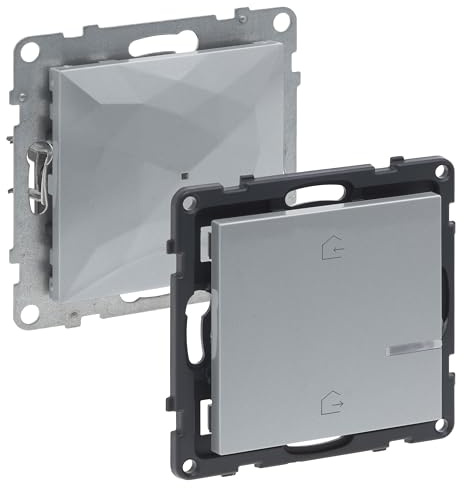 LEGRAND, SEANO with Netatmo Unterputz-Gateway, Funk-Gateway, Master-Switch „Kommen/Gehen“, LED-Batteriestatus, 3 V-Batterie (8 Jahre Lebensdauer), Wandsender, Smart Home-Set, Farbe: Aluminium, 765730