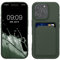 kwmobile Case Compatible with Apple iPhone 16 Pro Case - TPU Phone Cover with Credit Card Holder - Dark Green