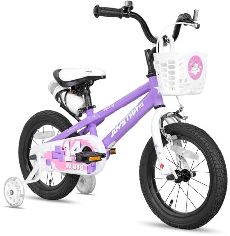 JOYSTAR Pluto Kids Bike 12 Zoll Kinderfahrrad für Jungen Mädchen im Alter von 2-4 Jahren, Kinderfahrräder mit Stützrädern, Lila…