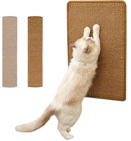 TYXHXTF 2 Piezas Alfombrilla Rascador para Gatos,30 x 100cm,30 x 60cm tapete Autoadhesivo para Rascar Gatos,DIY Climbing Cat Scratcher,Rascador Gatos para Proteger Alfombras Y SofáS(MarróN)