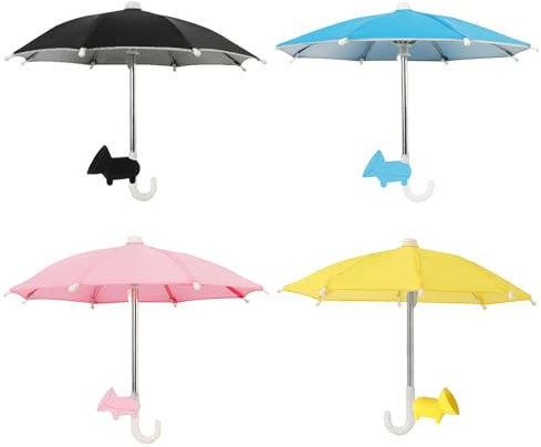 4 Phone Umbrella For Sun Shad With Suction Cup Stand - Cell Phone Umbrella For Sun | Sun Shield For Cell Phones | Uv Protection Anti-Glare Coolness Phone Umbrella | Cell Rain-Proof Phone Umbrella
