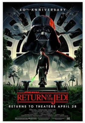 Filmposter Star Wars Return Of The Jedi zum 40. Geburtstag auf Leinwand, Schlafzimmer, Landschaft, Büro, Raumdekoration, Geschenk, 40 x 60 cm