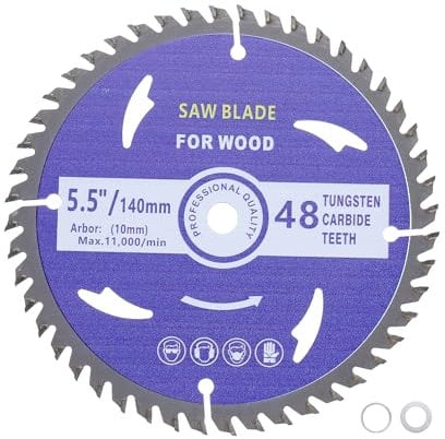 Kozelo Circular Saw Blade - [5-1/2-inch x 48 Teeth x 10mm Arbor] Circular Cutting Blade Adapter for Woodworking Plastic Use, 11000RPM