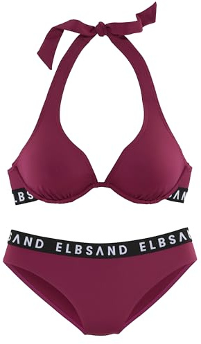 Elbsand Damen Bügel-Bikini elastisches Band mit Markenschriftzug, herausnehmbare Softcups, Trendiger und bequemer Bikini, ideal für den Strand und sportliche Aktivitäten