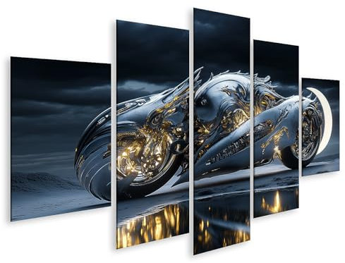 islandburner Prime Bild auf Leinwand Futuristisches Motorrad in metallischer Optik Bilder Wandbilder Poster