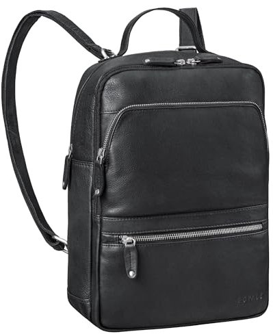ROYALZ 'Broadway' Zaino da Ufficio Pelle Vintage Zainetto da Lavoro Porta PC 13,3-14,5 Pollici per Donna Uomo Borsa Business Bag da Università Cuoio Genuino, Colore:Nero