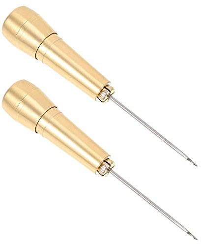 DIYEAH 2 Pz strumenti di cuoio da calzolaio filettatrici orlare perforazione riparazione infila ago abc tappeti tapeto tapeti strumenti per riparare le scarpe punzoni per cucire rame