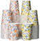 Paper Coffee Cups, 100-Pack 12oz Disposable Paper Cups for Hot or Cold Drinks, Floral Design, Orange Blossom and Yellow Lemon