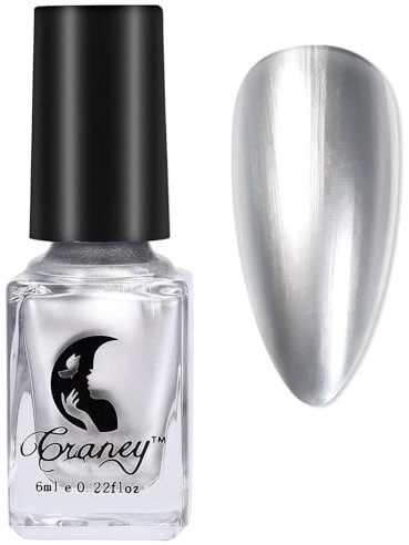 Silver Nail Polish,Metallic Nail Polish,Mirror&Metal Effect,Quick Drying Magic Chrome Nail Varnish,Silver Plating Metallic Varnish No UV Needed,High Pigmented Nail Art Gifts for Women
