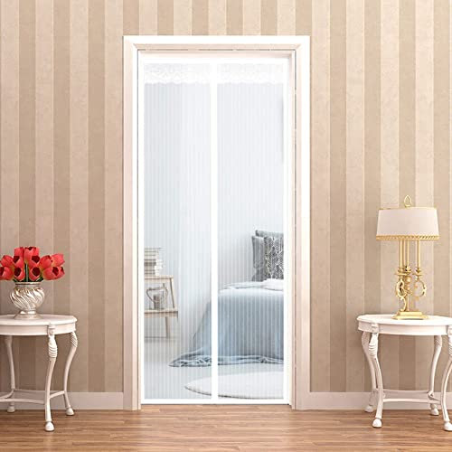 Zanzariera magnetica per porta, 85 x 230 cm, resistente, adatta per porte fino a 83,8 x 230 cm, colore bianco