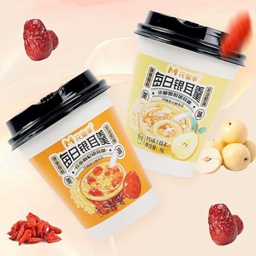 Freeze-dried white fungus soup,healthy breakfast porridge,brewed instant soup,Instant meal replacement,red dates,delicious Chinese snack gifts (2 flavor mix,3 cups)