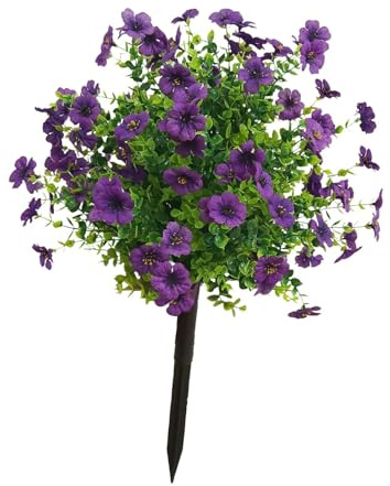 Baoblaze Artificial Flower Garden Stake Accesorios de jardín de Plantas Artificiales 24 con para la decoración de la Interior, Violeta