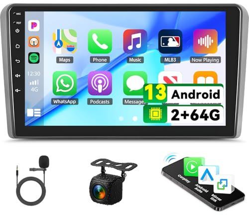 Zomolither Android 13 2G+64G Car Radio for Audi A3 2008-2012, 9 Touchscreen Car Stereo with Wireless Carplay Android Auto Bluetooth GPS Navi WiFi Mirror Link SWC+ Backup Camera