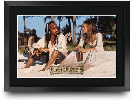 HWC Trading Pirates of the Caribbean 1 Scene 2 Gifts Printed Signed Autograph Picture for Movie Memorabilia Fans - A3 Framed