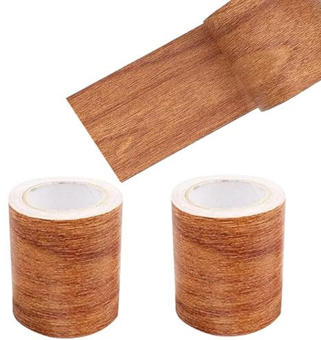 Vulevirtue 2 Rotoli di Nastro Adesivo Effetto Legno,Autoadesivo Nastro Adesivo Nastro Adesivo Finto Legno per Porte, Carta da Parati, Mobili (8cm X 4.57m)