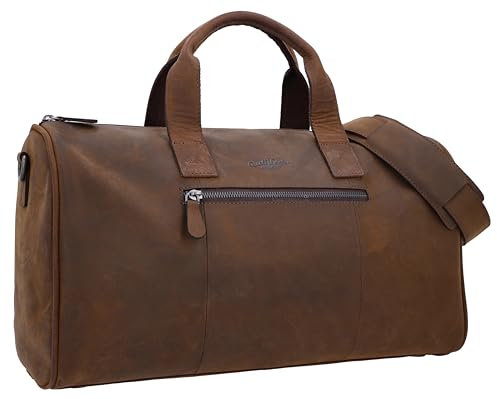 Gusti Reisetasche Leder -Hall Sporttasche Boardtasche Ledertasche Weekender Handgepäck Braun Herren Leder 25L