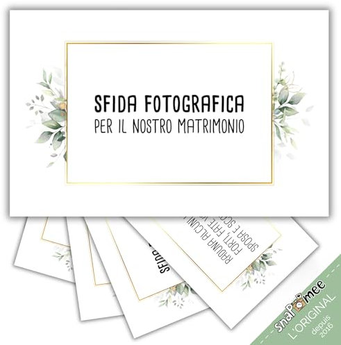 Gioco fotografico Wedding XXL - L'originale di snaPmee - 100+9 compiti fotografici - Gioco di matrimonio per ospiti e sposi - Eucalipto