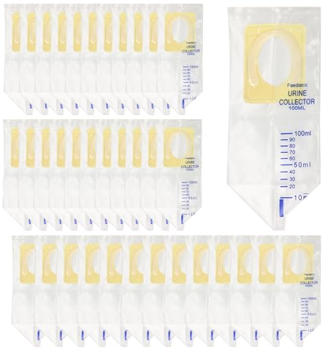 GOEDCH 36 Stück Urinbeutel Baby: 100ml Urinsammelbeutel für Babys, Tragbarer Urinbeutel für Unterwegs Kinder, Kinderurinbeutel-Sammler, Sterile Ratiomed Urinbeutel für Kinder, Pinkelbeutel Baby