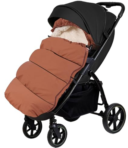 Aloskart Fusssack Kinderwagen Baby Winter und Herbst, 100cm Länge, Braun | Universal Winter Fußsack für Buggy und Kinderwagen, für 3 or 5 Gurt System, Verdicktes Design, Groß Größe Babyfußsack