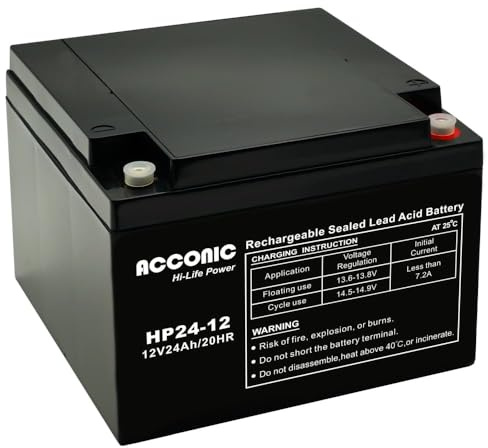 Acconic Hi-Life Power AGM Profi Blei-Akku extrem zyklenfest vorgeladen auslaufsicher (12V 24Ah)