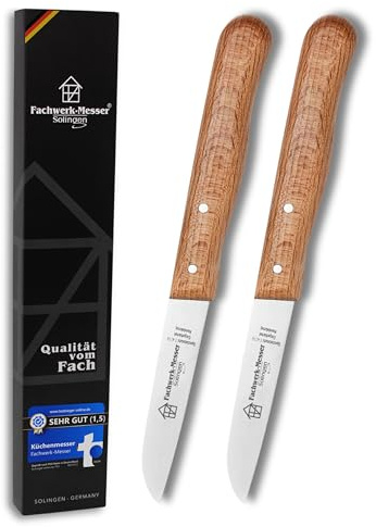 Fachwerk-Messer Gemüsemesser 2er Set – Rostfrei & Scharf – Solingen Qualität – Buchenholzgriff – Küchenmesser im klassischen Design