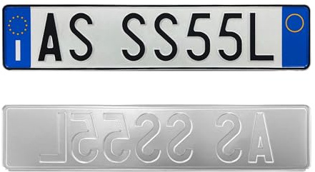 WORLD SELL Placa trasera personalizada grabada en relieve sobre aluminio reflectante réplica artesanal Made in Italy - Modelo Coche