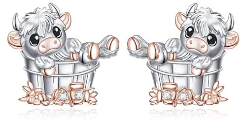 HOOHWE 925 Sterling Silber Tier Ohrringe Meerschweinchen/Fuchs Ohrstecker Hypoallergener Tier Schmuck Geschenke für Frauen Mädchen