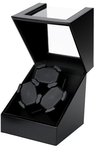 Mcbazel Automatischer Uhrenbeweger für 3 Uhren, Watch Winder Leder-Uhrenbox mit Silent-Motor, 2 Rotationsmodi, Display-Box für Uhrenkollektion