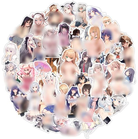 Manga Hentai Tiddie Sticker Set sexy Comic Girls Aufkleber in Dessous & heißen Posen | 50er Set, 4-7cm, teilweise Nacktheit