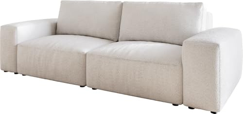 DELIFE Big-Couch Lanzo Bouclé Creme-Weiß 230x95 cm