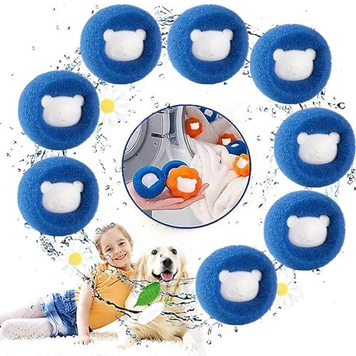 Cattura Pelo Lavatrice, 8 Pezzi Acchiappa Peli per Lavatrice, Raccogli Peli-Lavatrices Riutilizzabile, Rimuovi Efficacemente Pelo di Gatto, Cane e Altri Animali da Biancheria (Blu)