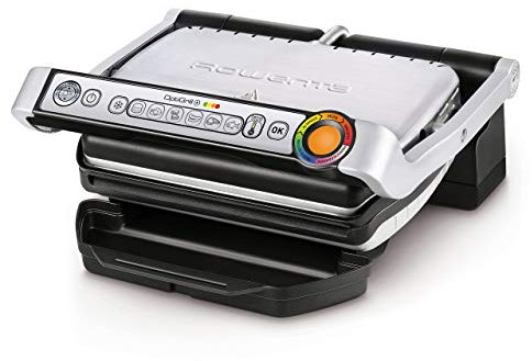 Rowenta GR712D Optigrill+ Bistecchiera Intelligente con 6 Programmi di Cottura Automatici, Con Vaschetta Raccolta Grassi Estraibile e Lavabile, Potenza 2000W, Colore Nero
