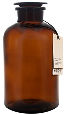 Kuishi Tarros de vidrio ámbar (1 L) Boticario ámbar tarros de almacenamiento con tapas, tarros de boticario con tapón de vidrio, perfectos recipientes de almacenamiento, flores, bodas y decoración