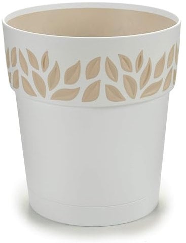 Taberseo 5017 Maceta Plástico, 25 cm, Cloe Blanca