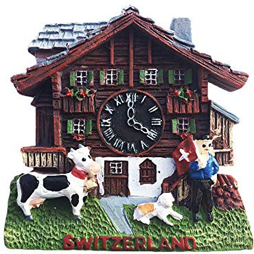 Schweiz Kuckucksuhr 3D Kühlschrankmagnet Tourist Travel Souvenirs Handgemachte Harz Handwerk Magnetische Aufkleber Home Küche Dekoration Kühlschrankmagnet Sammlung Geschenk