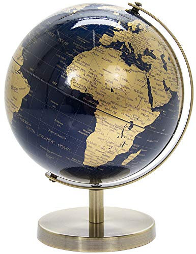 Lesser & Pavey LP44776 - Globo vintage rotante in oro e blu, con supporto in metallo, per scrivania/ufficio, 19 cm