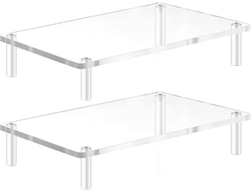 YestBuy Clear Acrylic Monitor Stand for Laptop iMac PC Printer Office Supplies Platform Space Saving (15 x 9.25)
