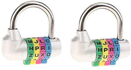 P Prettyia Cadenas de valise combiné de 2 pièces et 4 lettres Cadenas de boîte à outils de voyage Argenté