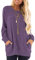 AUSELILY Long Sleeve Tops Women Round Neck Casual Jumpers Blouses Autumn Sweatshirts with Pockets Purple M