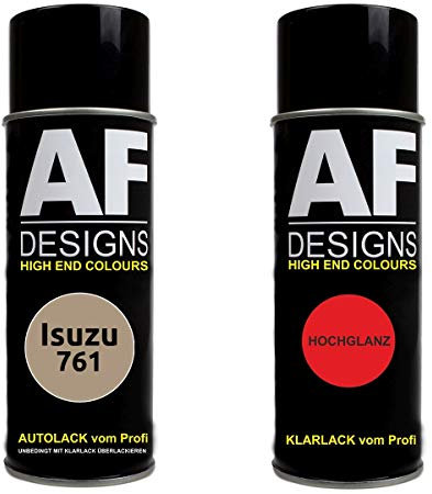 Autolack Spraydose Set für Isuzu 761 Light Antelope Metallic Basislack Klarlack Sprühdose 400ml