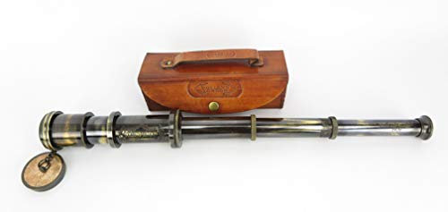antikes altes Fernrohr Fernglas Messing mit Kunstleder Etui Tasche Teleskop