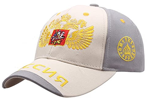ShFhhwrl Baseball Kappe Baseballmützen Für Männer Embriodery Golden Boy Doppelkopfadler Snapback Cap Trucker Hat 58Cm Verstellbar Beige (Vorne) Grau