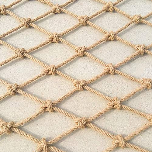 Kinder Klettern Sicherheitsnetz Schutznetz Heavy Duty Hanfseil Gepäcknetz Spielplatz Geländer Schutznetz Outdoor Baumhaus Kinder Schaukel Seil Netting Hängematte Zaun Dekoration,3*3m/9.9*9.8ft