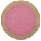 DNR Tapis rond indien en fibre naturelle avec bordure marron rose 90 x 90 cm
