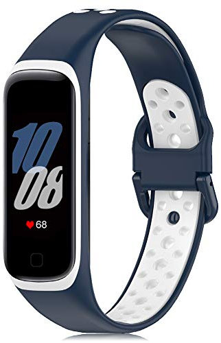 Wownadu Cinturino Compatibile per Samsung Galaxy Fit 2 R220 Midnight Bianco Silicone Sportivo Bracciale Ricambio Cinturini Accessori per Donne Uomini (Nessun Orologio)