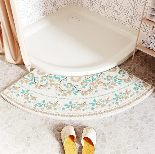 YZBBSH Tapis Douche Angle Quart de Cercle 45 x 100cm Microfibre Tapis de Douche Incurvé, Tapis de Bain Antidérapant Super Absorbant,Lavable en Machine,D