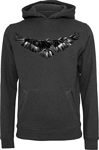 Baddery Wikinger Pullover Herren : Rabe - Vikings Kapuzenpullover - Geschenke für Männer (Charcoal 3XL)